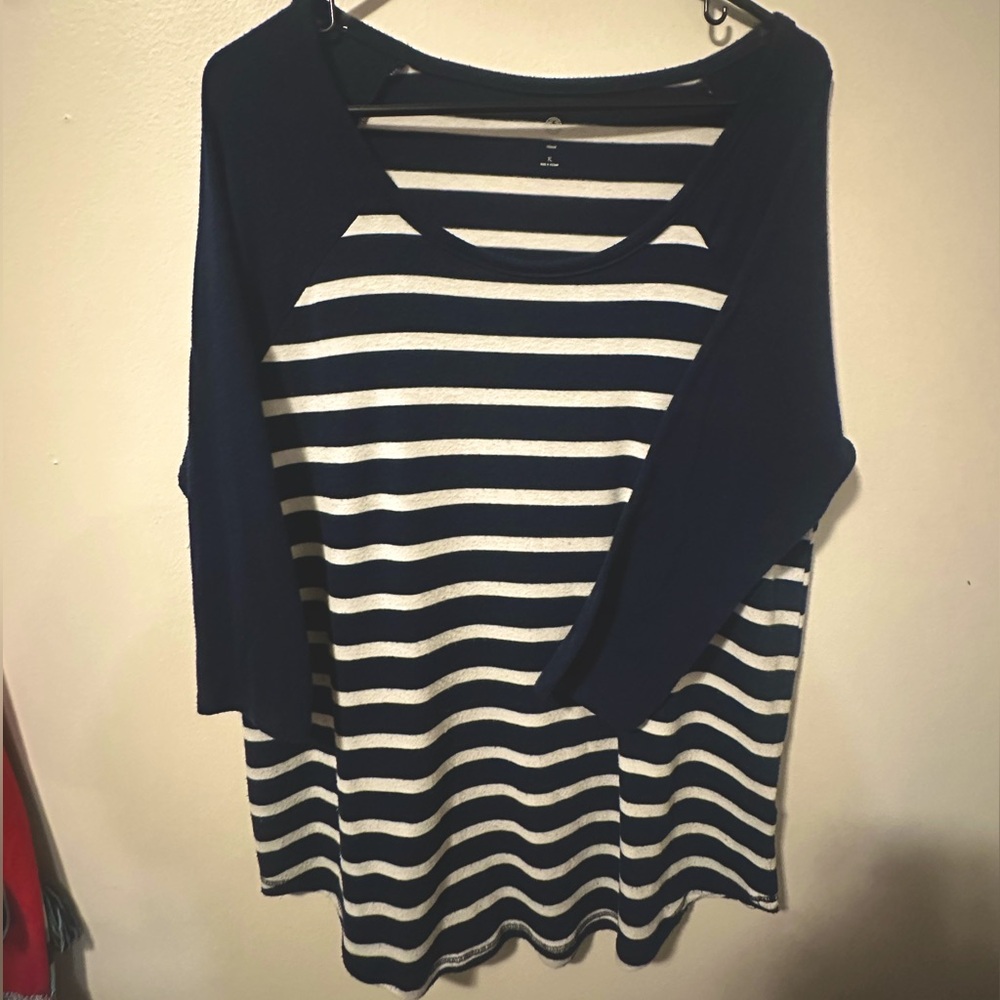 Dark blue striped long sleeve shirt